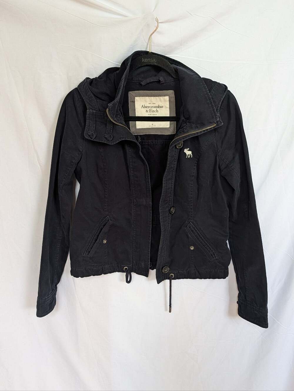 Abercrombie & Fitch Navy Hooded Utility Jacket with Logo
